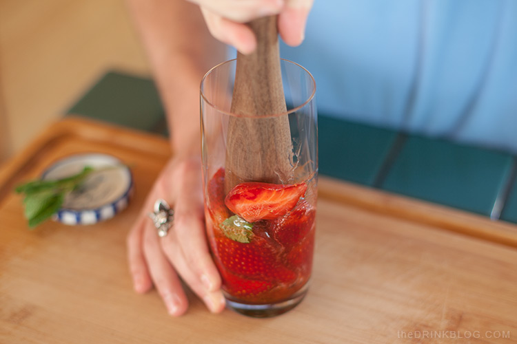 muddle strawberries and mint