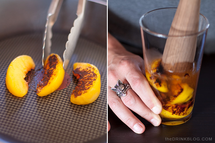 pan sear peaches and muddle